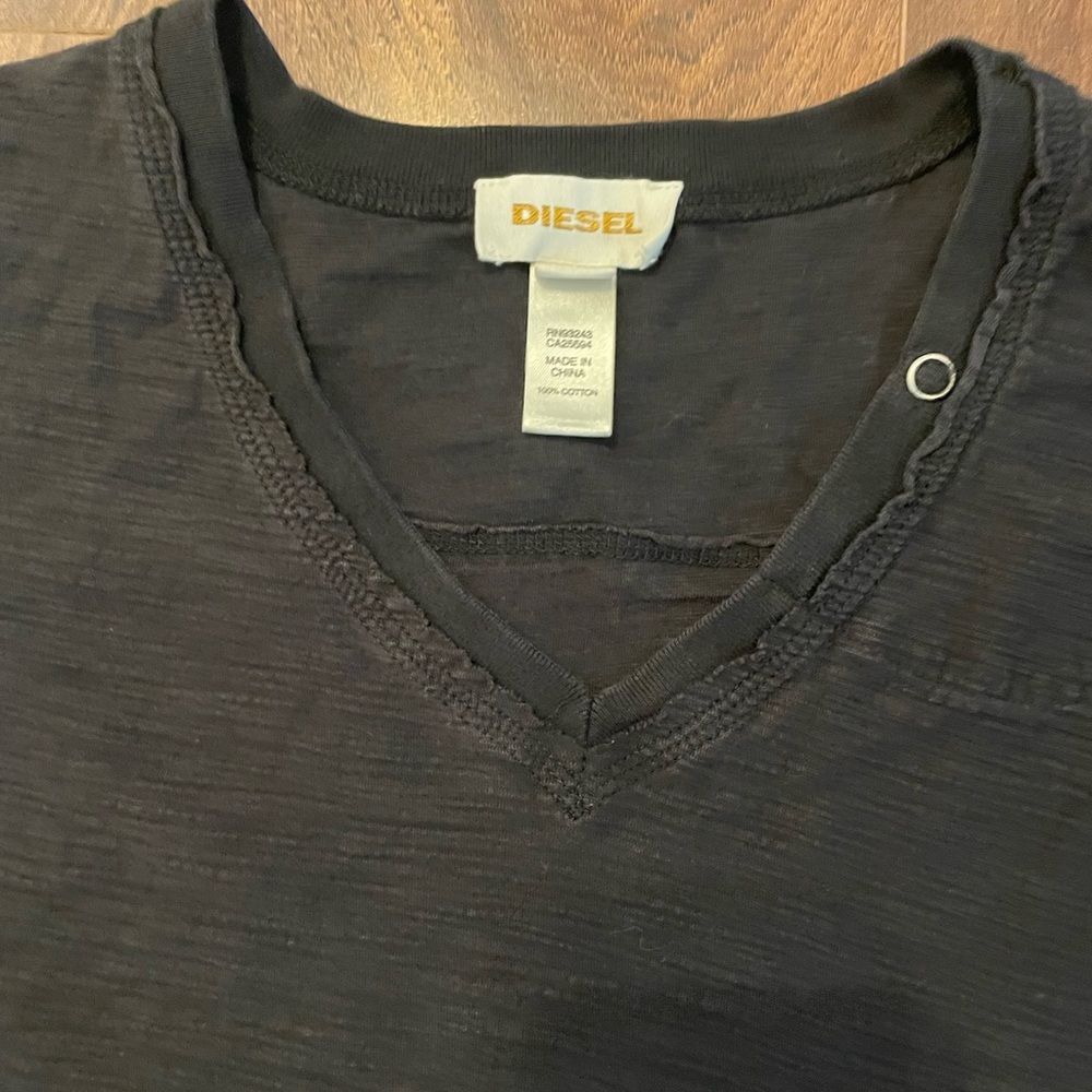 Diesel Black Textured Short Sleeve Top